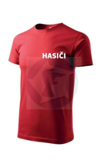 HASIČI pánske tričko - červená s bielym nápisom vpredu a vzadu