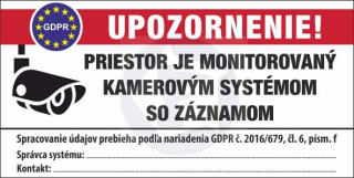 Kamerový systém - označenie podľa GDPR